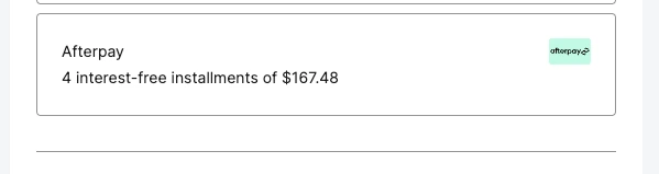 Afterpay installment option